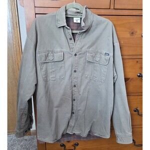 Sorel Work Shirt Size Large Mens Button Down Green Insulated Pockets Warm